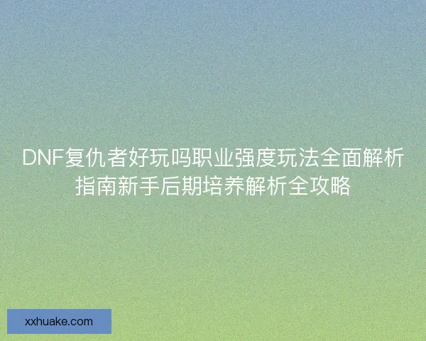 DNF复仇者好玩吗职业强度玩法全面解析指南新手后期培养解析全攻略