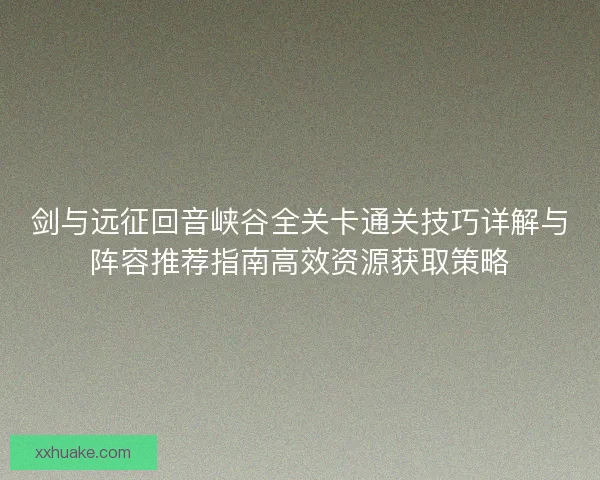 剑与远征回音峡谷全关卡通关技巧详解与阵容推荐指南高效资源获取策略